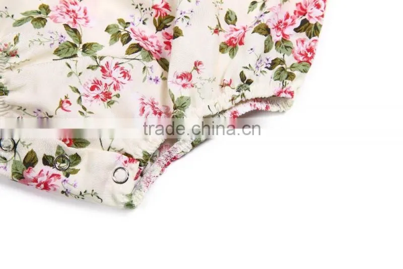 Summer new design infant and toddlers clothing cute baby girl floral lace romper