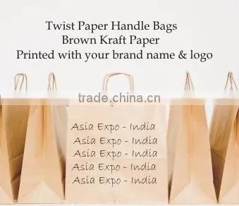 Kraft Paper Bags with Twisted Paper Handles and logo printed