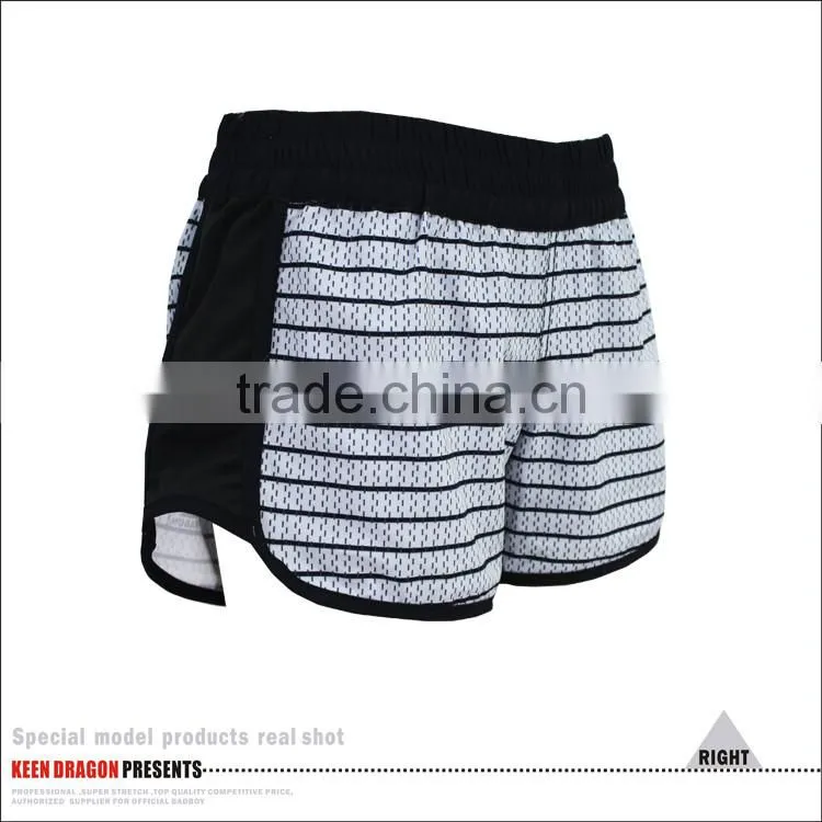 2016 NEW CROSSFIT BLACK AND WHITE STRIPE WOMENS' MMA SHORTS