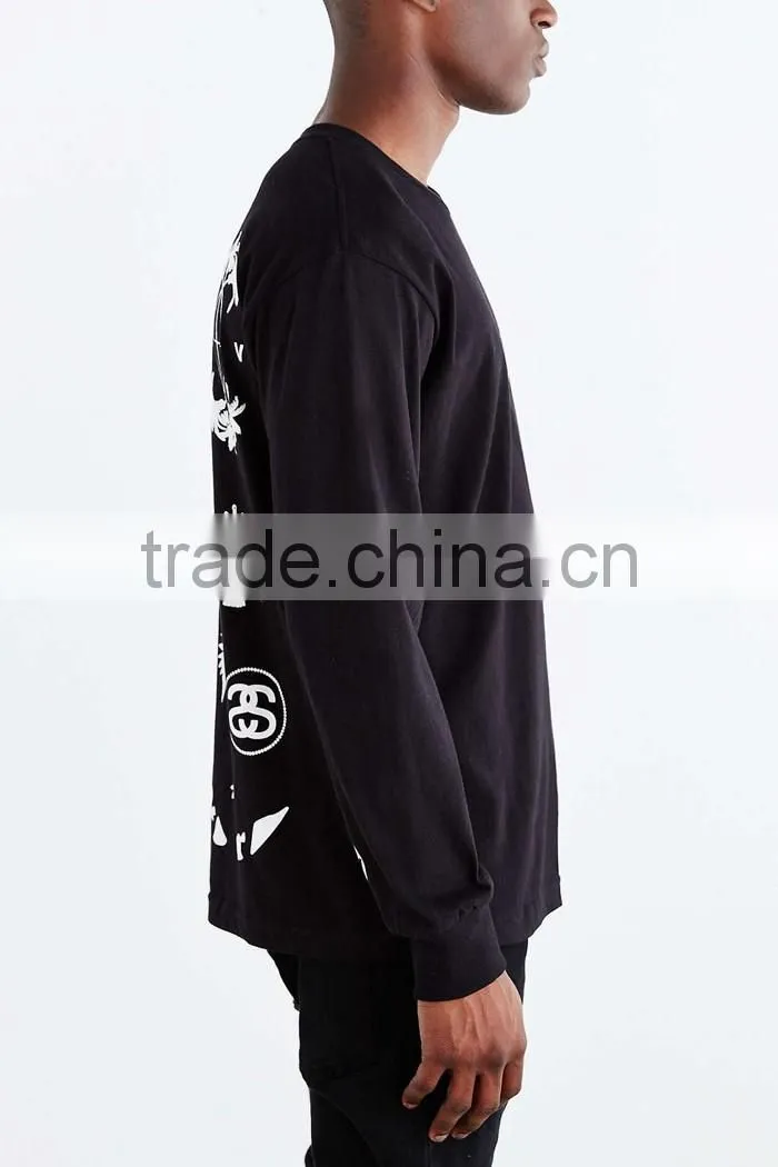 Black long sleeve roach plain t-shirts for men