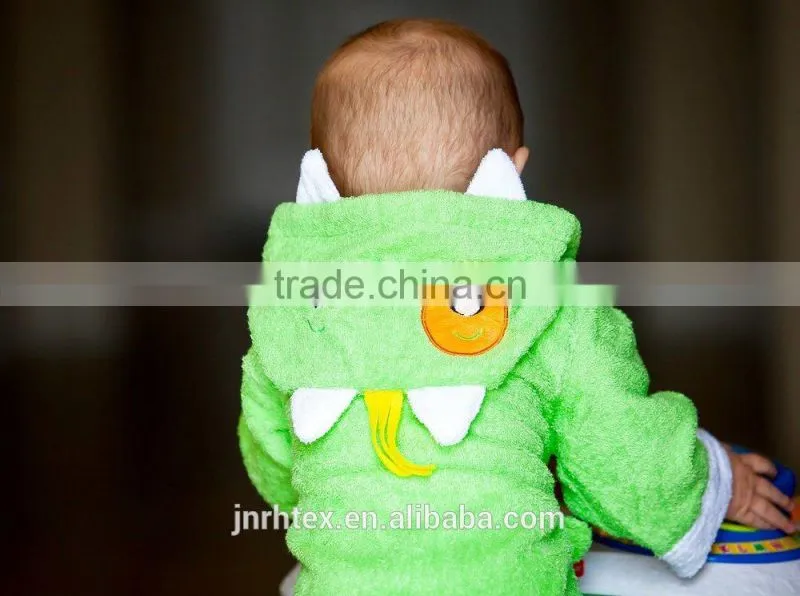 Green monster coton bathrobe and towel,baby terry bathrobe wholesale