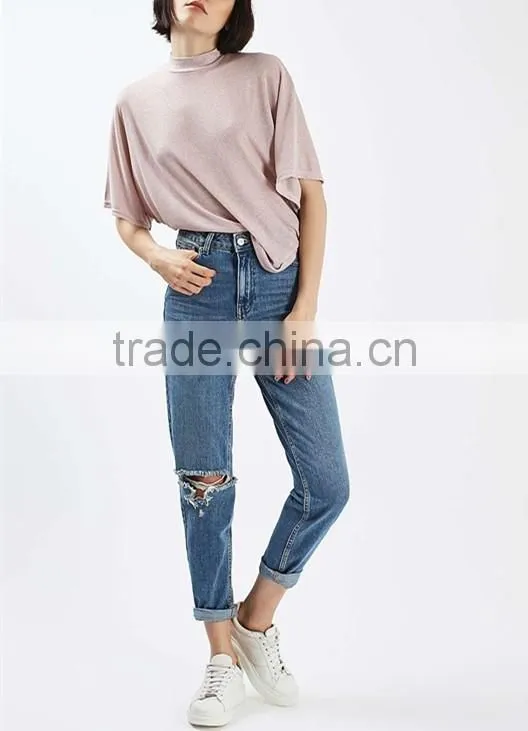 Blank women metallic batwing t-shirt