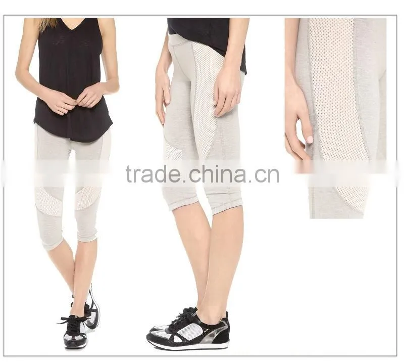Comfortable Dri-fit Sport Yoga Women Mesh Nylon Yoga Capri Legging