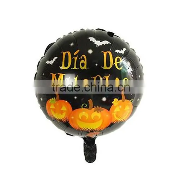 Aluminium Foil Balloon Halloween Pumpkin Black Orange Message " Dia De Muertos " Balloons Foil