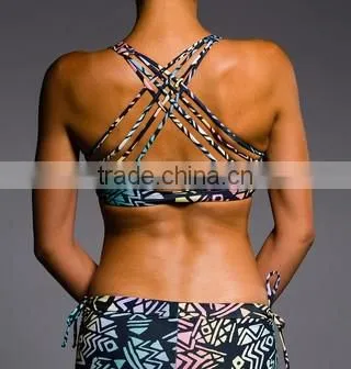 Hot Sexy Dry Fit Polyester Spandex Women Sports Bra Sublimation Printed Custom Made Sports Bra