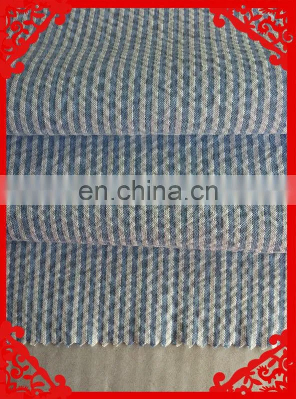 2014 fashion latest new Italy design pattern stripe cotton cvc t/c seersucker stripe fabrics for shirt