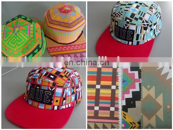 TRIBAL PATTERN 5 PANEL HAT AZTEC PRINT FABRIC FOR HAT
