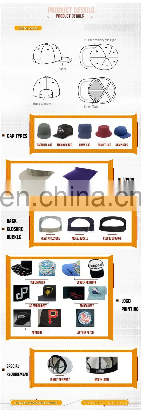 Bulk printing High quality CVC Metal Closure Big Visor sports white custom logo high crown dad cap for ladies