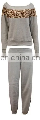 sports tracksuit leopard print sweatshirt sweatpants jogging suits wholesale