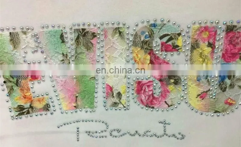 Popular Alphabet Butterfly Hot Fix Motif With Rhinestone For Garment