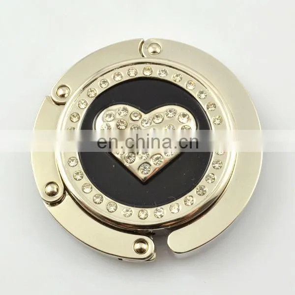 Custom logo metal handbag table hooks with keychain