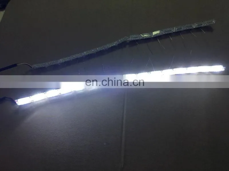 50cm crystal extendable led flexible drl with flow turn signal 16leds white amber daytime running light headlight for car