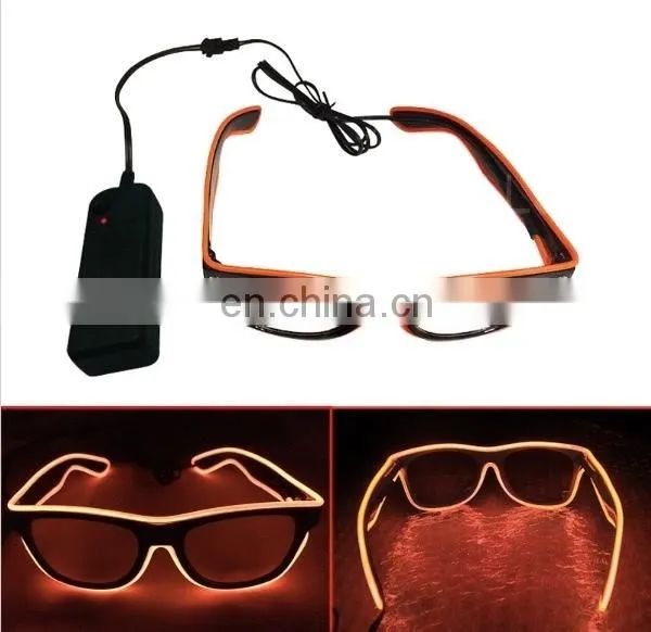 EL glasses El Wire Fashion Neon LED Light Up Shutter Shaped Glow Sun Glasses DJ Bright SunGlasses