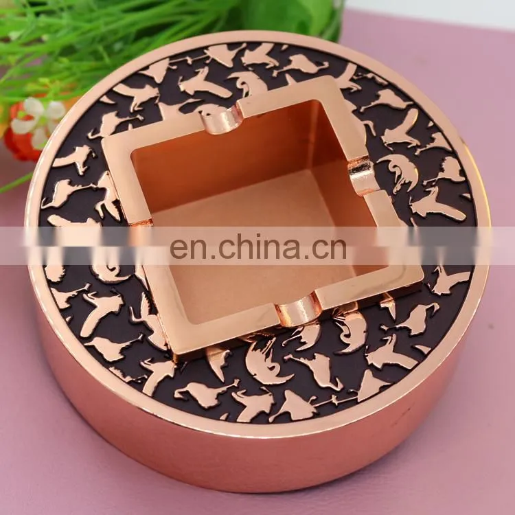 Round rose gold metal ashtray custom