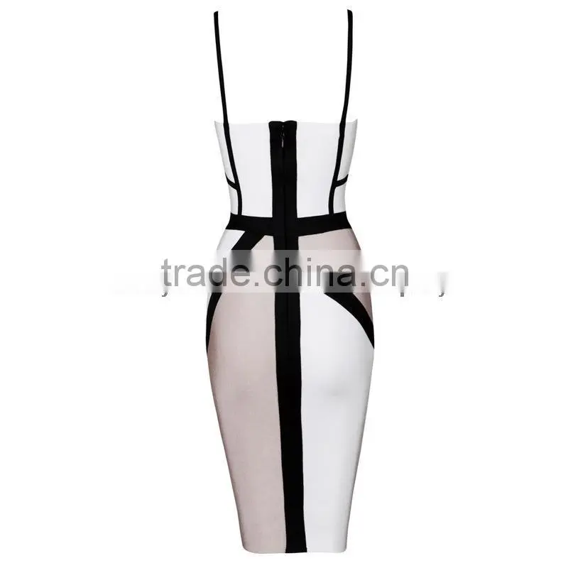 Summer dress 2015 new fashion women strap blue beige black V neck strap women sey mini evening party bandage Dresses Bandage Bod