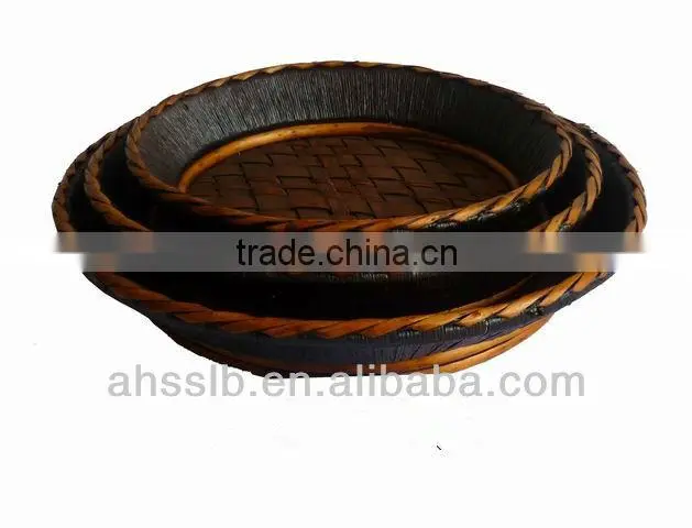 2013 new style wholesale elegat various shaped willow wicker and woodchip storage plate