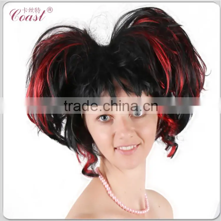 cheap halloween party black and red highlights wigs