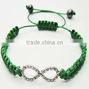 Diamante 8 shape silver color alloy pink wire woven Bracelet