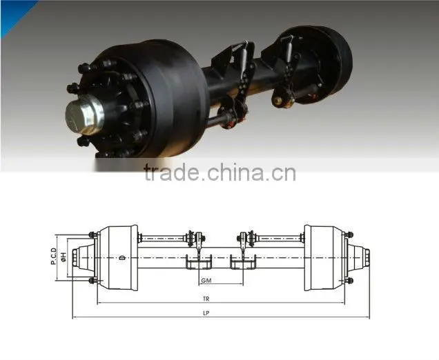 germany type trailer axle(10 hole axle,trailer axle,Germany axle)