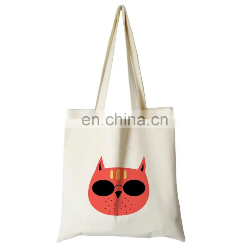 Custom Print Canvas Cute Cat Travel Tote Reusable Hand Bags for Women