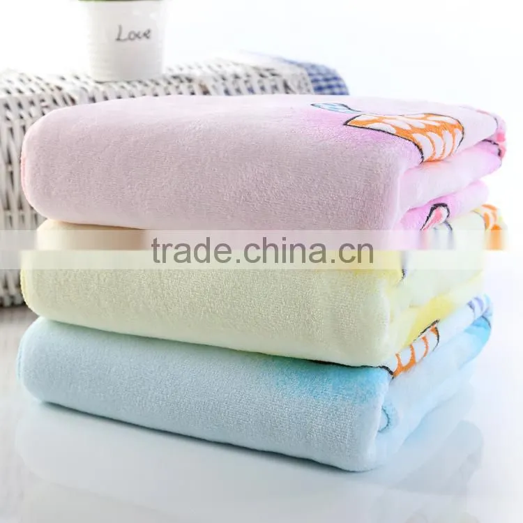 2015 new style quick dry super soft cartoon mushroom design cotton baby bath towel