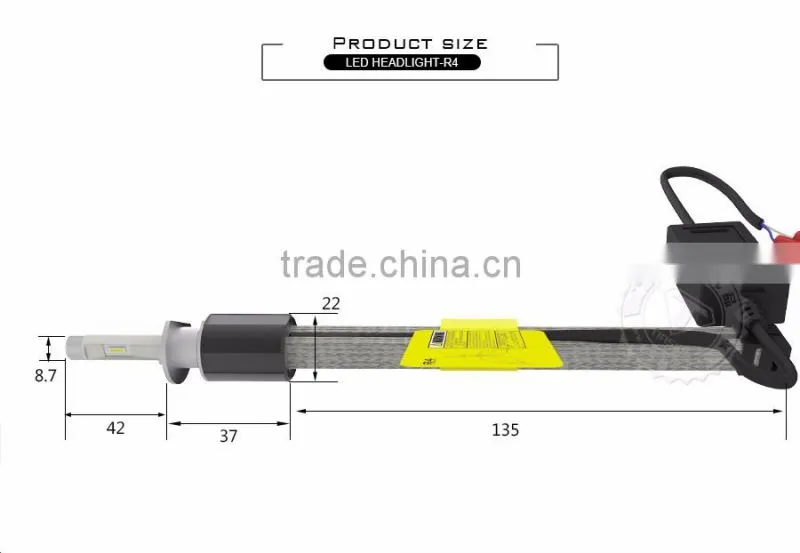 2016 hot selling new led headlight all in one plug&play R4 high power 55w h1 led bulb