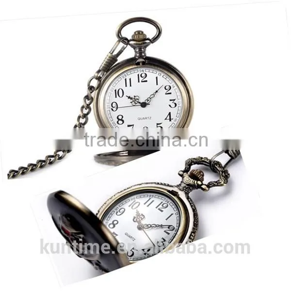 mechanical pocket watch with skull design antique pocket watch