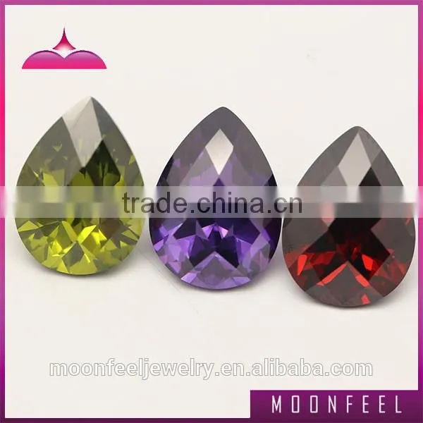hot sale multi color pear checkerboard cut cz gemstone
