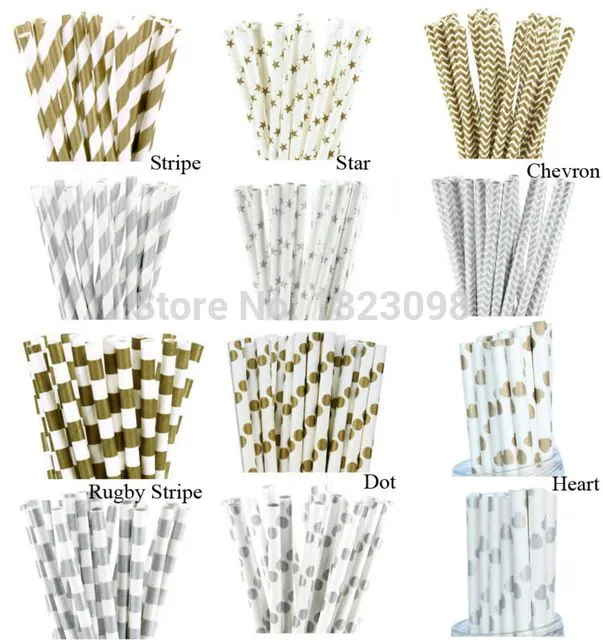 25pcs-lot-Metallic-Gold-Silver-Paper-Straws-for-birthday-wedding-decorative-party-event-supplies-Cre