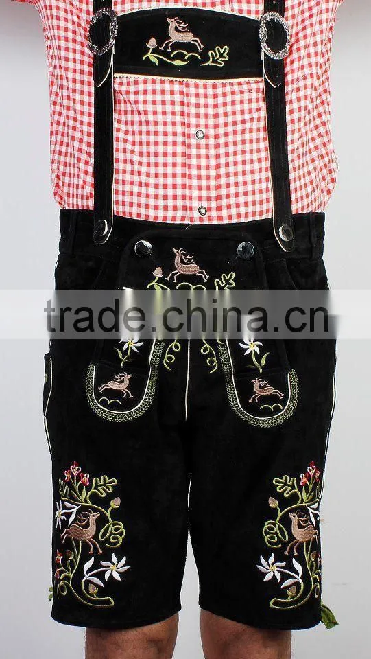 German bavarian lederhosen suede leather black