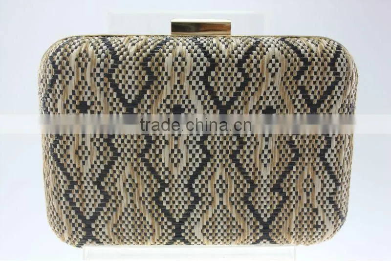 Latest style bags weave PU evening bags/clutch bag