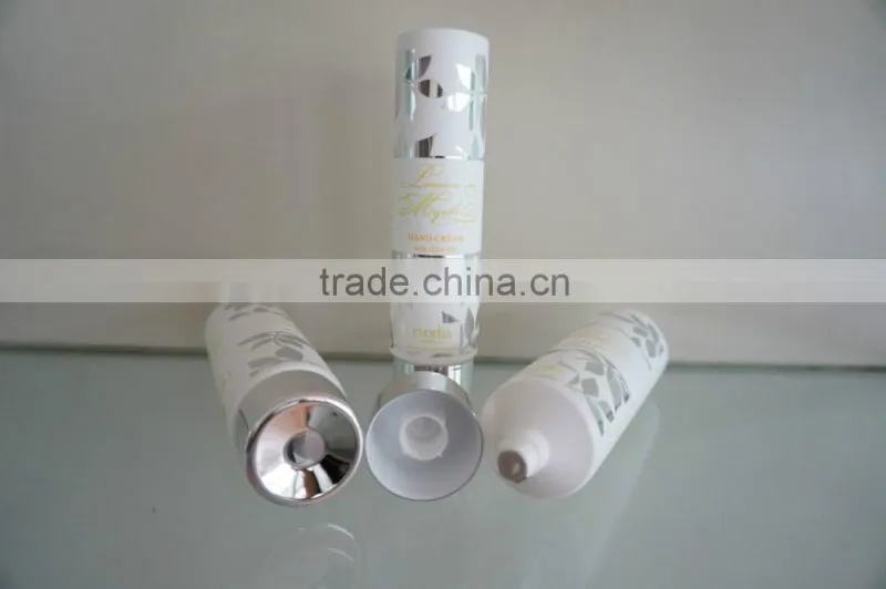 flexible round tube with bright silver screw cap for hand cream