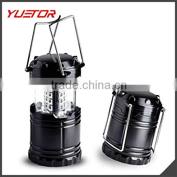 YUETOR Ultra Bright Portable LED Camping Lantern Flashlights (Black, Collapsible)