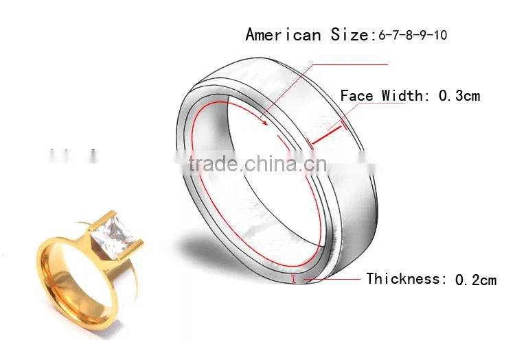 Golg ring design for women stainless steel 316l ring plastic diamond rings