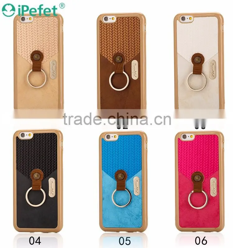 iPefet-New Arrive Premium Hybrid Leather TPU Bumper Case For iPhone 6/s With Ring