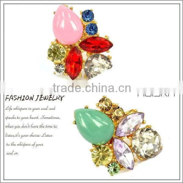 Shourouk Style Golden Color Transparent Crystal Ring