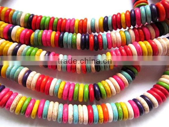 TB0425 Blue turquoise heishi beads,blue howlite rondelle beads