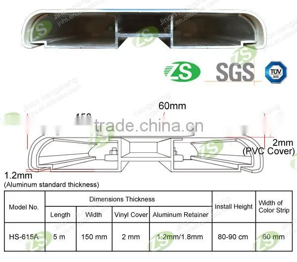 Hospital Crashworthy PVC and Aluminum Wall Guard HS-615A