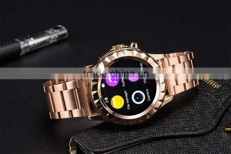 2015 Hi-Tech Metal Body Round Screen Bluetooth Smart watches men