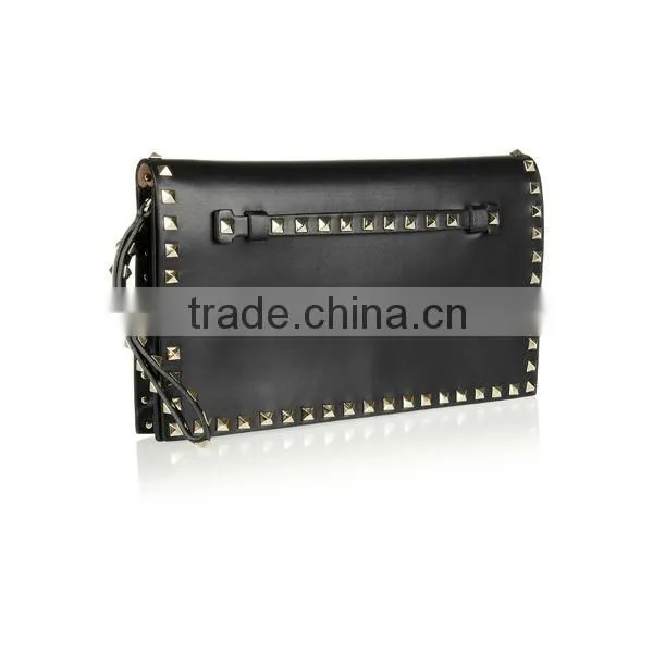 3719-2015 black PU leather high quality ladies clutch bag