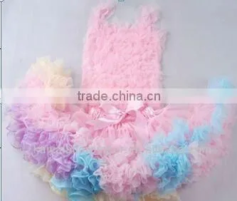 Wholesala Baby Gift Set tulle ruffle puffy skirt girls shirt and Pettiskirt sets