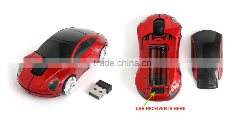 Car USB 2.4G 1200dpi 3D Optical Wireless Mouse Red Mice For PC Laptop