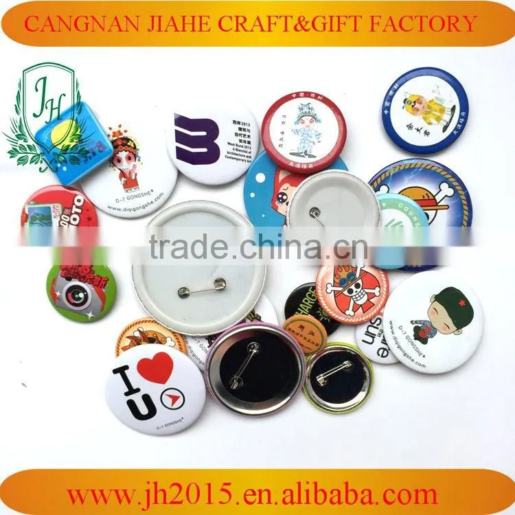 Custom plastic badge botton badge , safety pins back