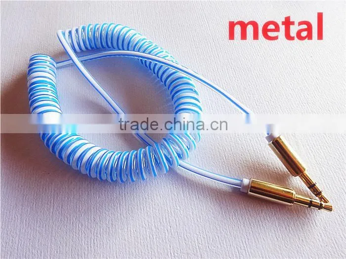 highquality audio /DC3.5MM transparent spring cable with metal connector