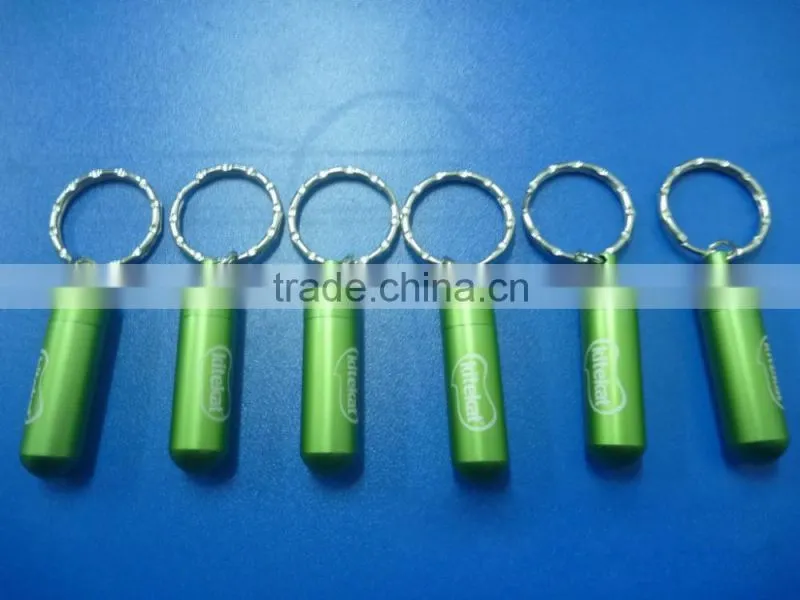 FDA Standard Waterproof Aluminium Mini Pill Case Keyring