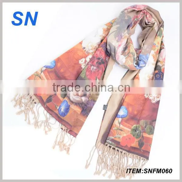 2014 fall women's fashion printed silk scarf