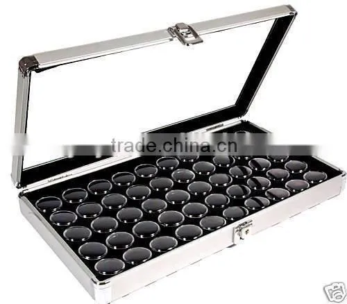 Aluminum Case Glass 50 Gem Jar Black Insert Jewelry