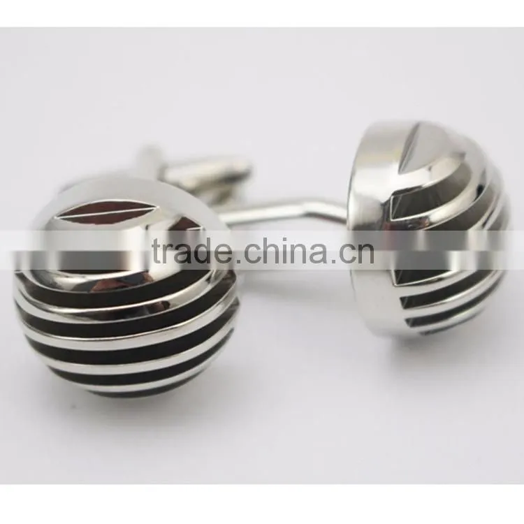 Silver Plated Copper Rectangle Black Enamel Cuff Links
