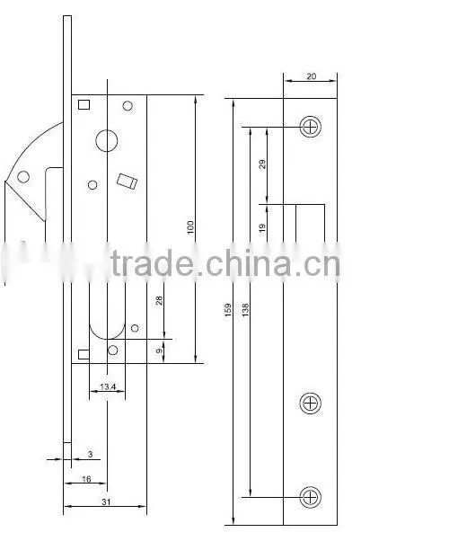 alibaba supplier stainless steel hook lock cylinder door lock