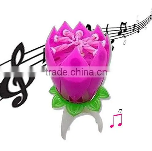 2014 hot sale flower birthday candle with music